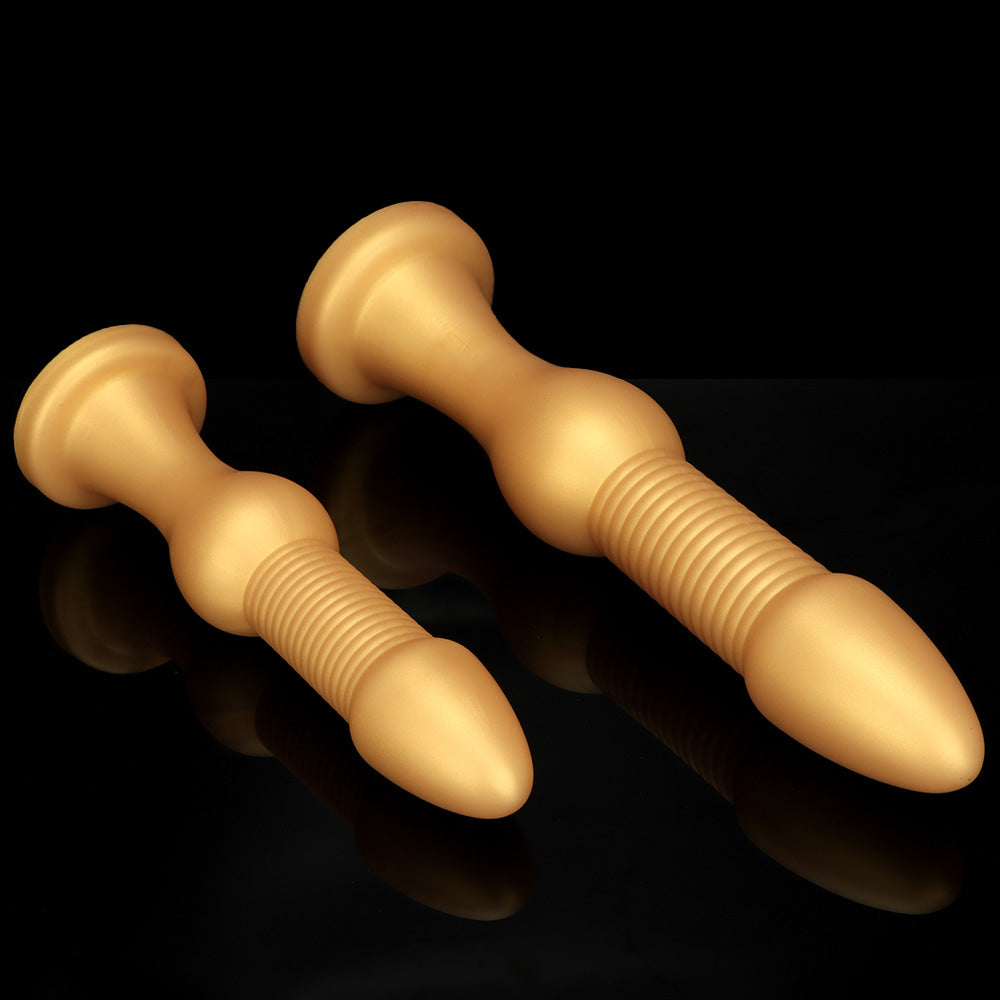 KNOTTED DILDO HUGE SILICONE 15 INCH GOLD LONG