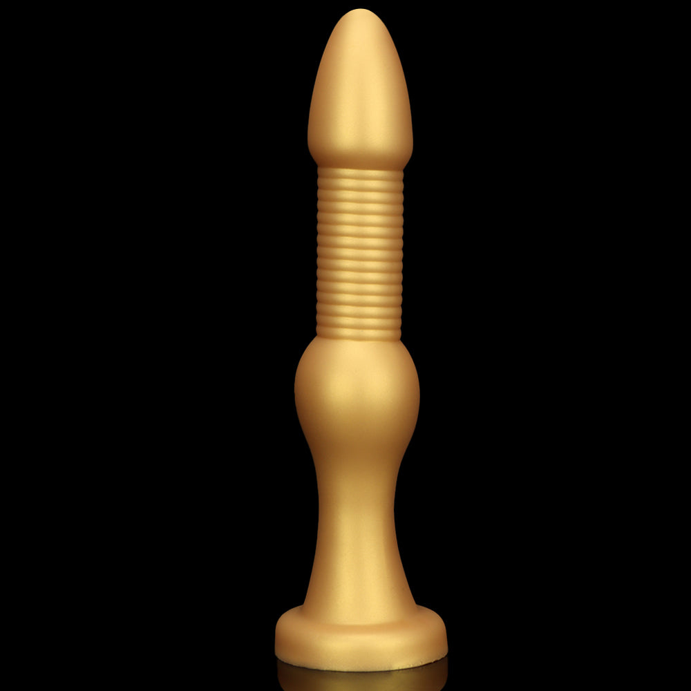 KNOTTED DILDO HUGE SILICONE 15 INCH GOLD LONG