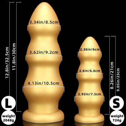 DILDO NOUÉ ÉNORME SILICONE 13 POUCES OR