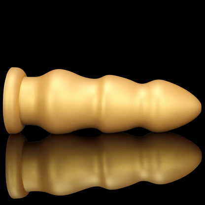 KNOTTED DILDO HUGE SILICONE 13 INCH GOLD