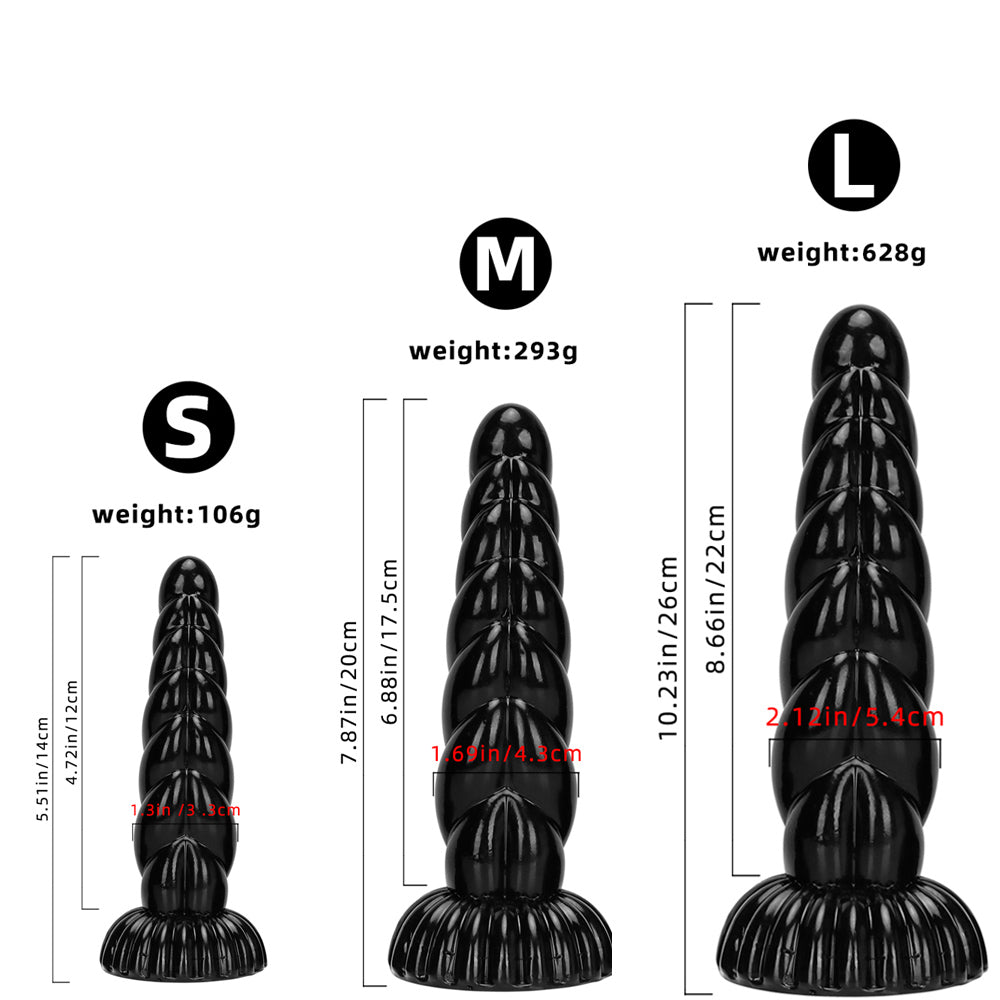 KNOTTED DILDO HUGE PVC 10 INCH BLACK