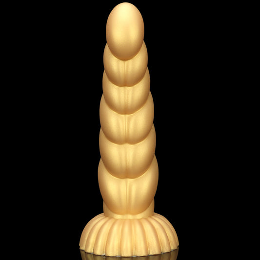KNOTTED DILDO HUGE SILICONE 10 INCH GOLD