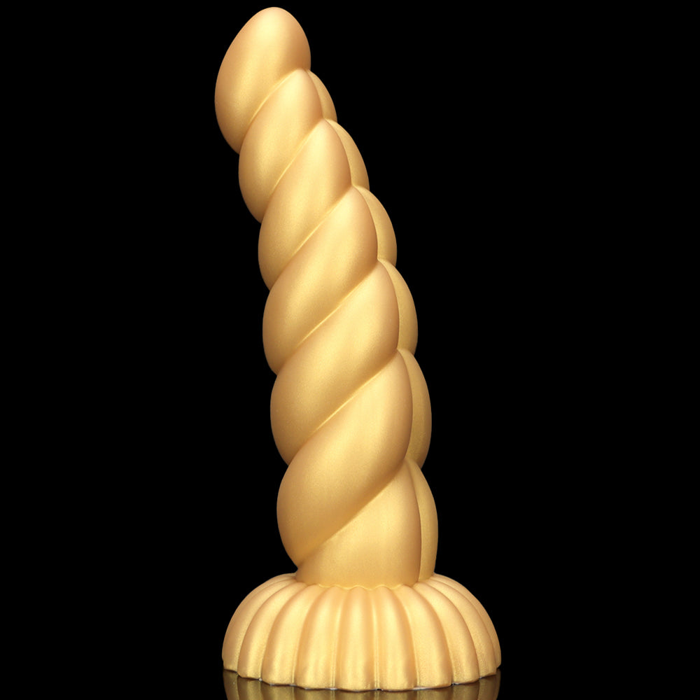 KNOTTED DILDO HUGE SILICONE 10 INCH GOLD