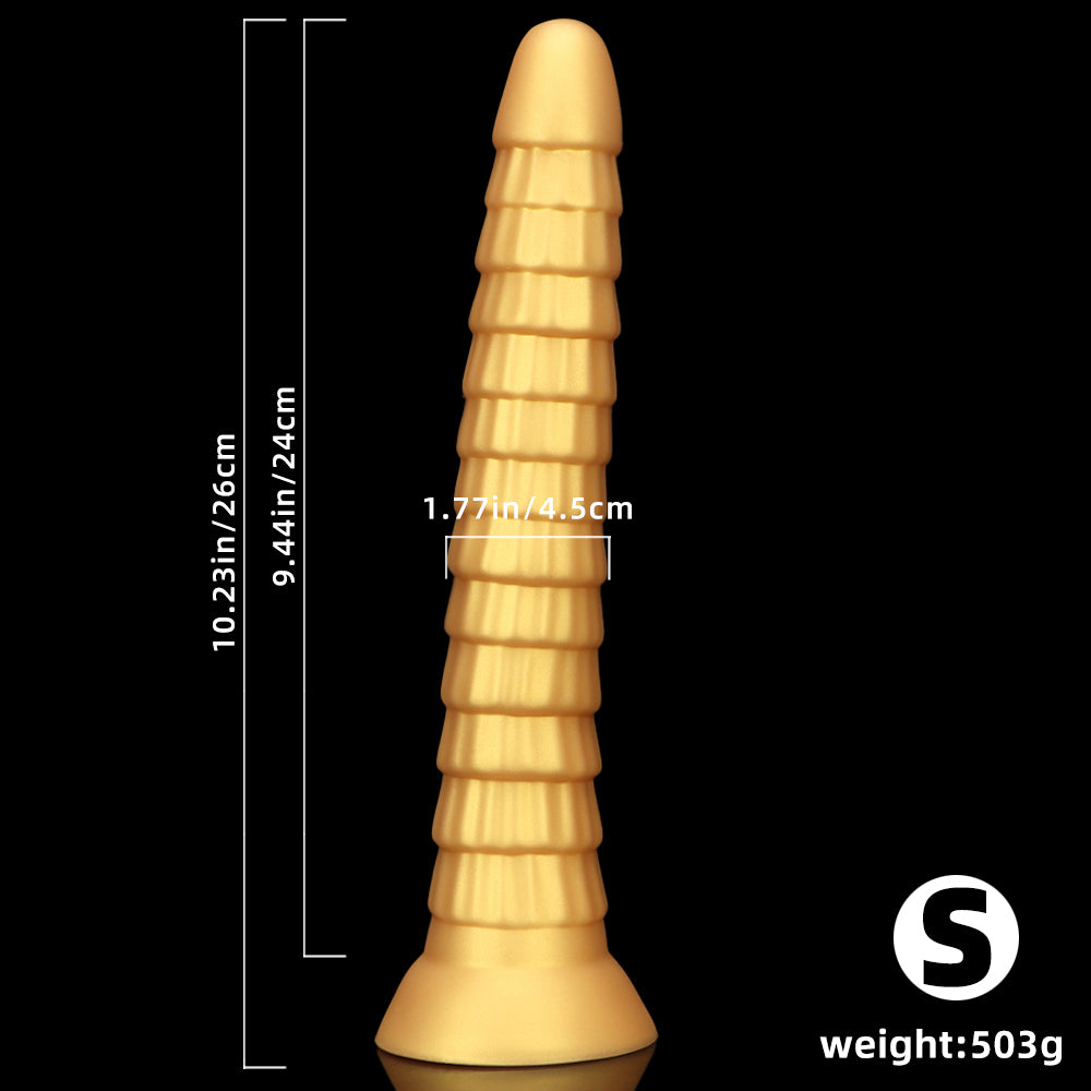 KNOTTED DILDO HUGE SILICONE 15 INCH GOLD