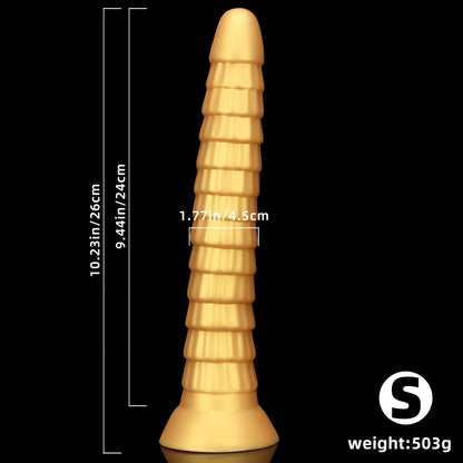 KNOTTED DILDO HUGE SILICONE 15 INCH GOLD