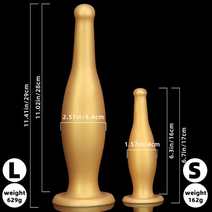 KNOTTED DILDO GIANT SILICONE 11 INCH GOLD