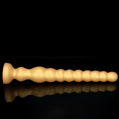 KNOTTED DILDO HUGE SILICONE 17 INCH  GOLD