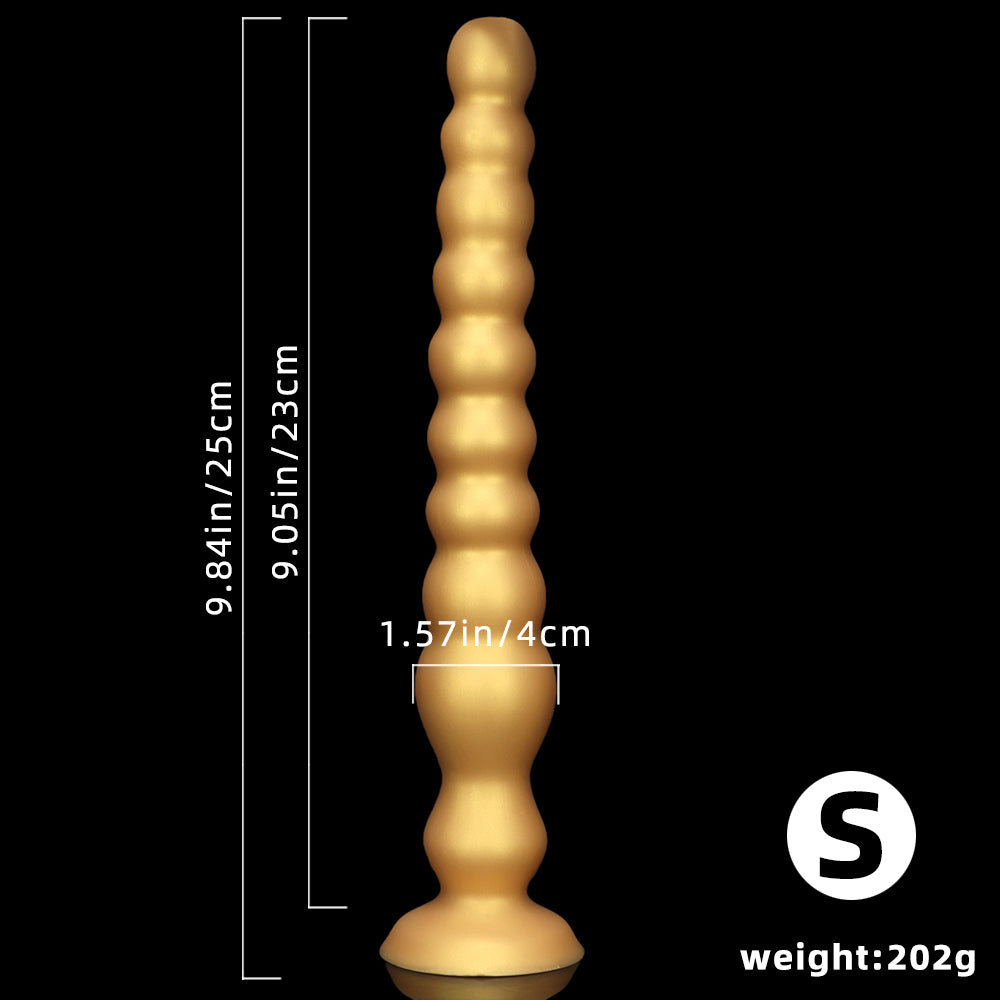 KNOTTED DILDO HUGE SILICONE 17 INCH  GOLD