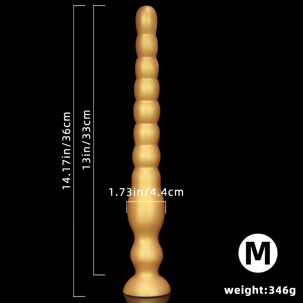 KNOTTED DILDO HUGE SILICONE 17 INCH  GOLD