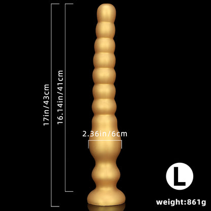 KNOTTED DILDO HUGE SILICONE 17 INCH  GOLD