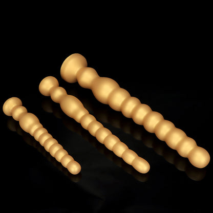 KNOTTED DILDO HUGE SILICONE 17 INCH  GOLD