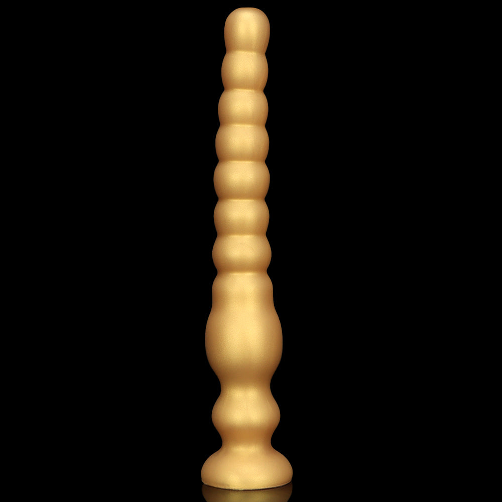 KNOTTED DILDO HUGE SILICONE 17 INCH  GOLD