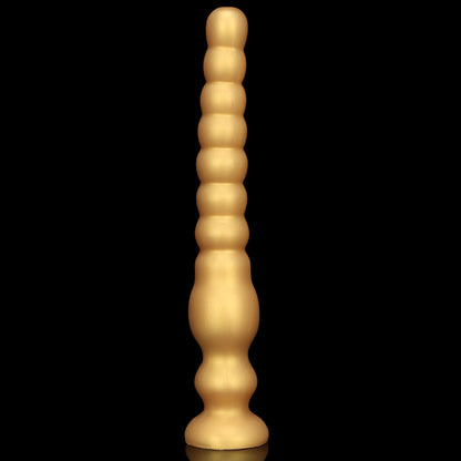 KNOTTED DILDO HUGE SILICONE 17 INCH  GOLD