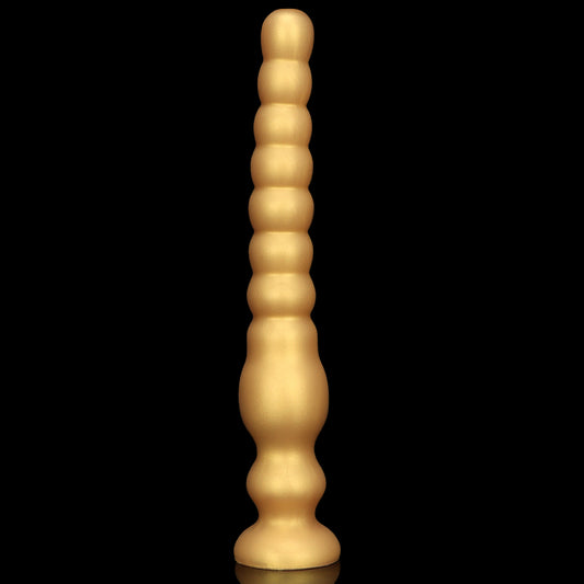 KNOTTED DILDO HUGE SILICONE 17 INCH  GOLD