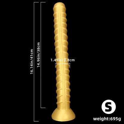 KNOTTED DILDO HUGE SILICONE 25 INCH GOLD