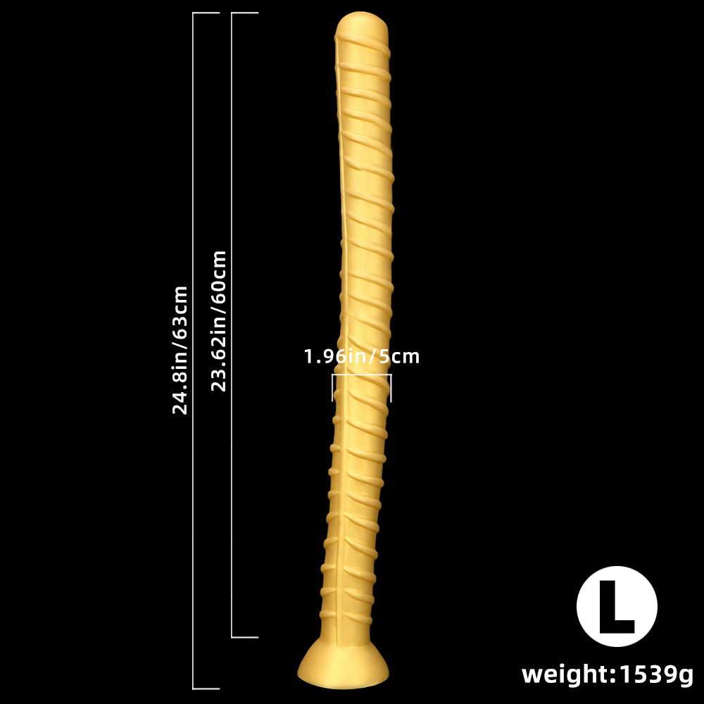 KNOTTED DILDO HUGE SILICONE 25 INCH GOLD