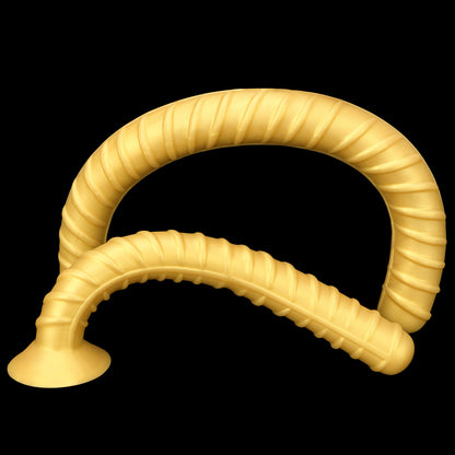 KNOTTED DILDO HUGE SILICONE 25 INCH GOLD