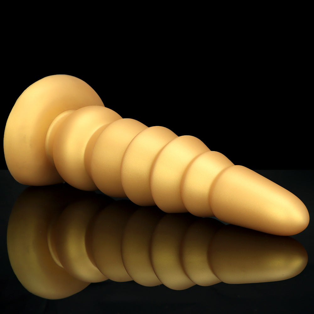 KNOTTED DILDO HUGE SUCTION CUP SILICONE 14 INCH GOLD