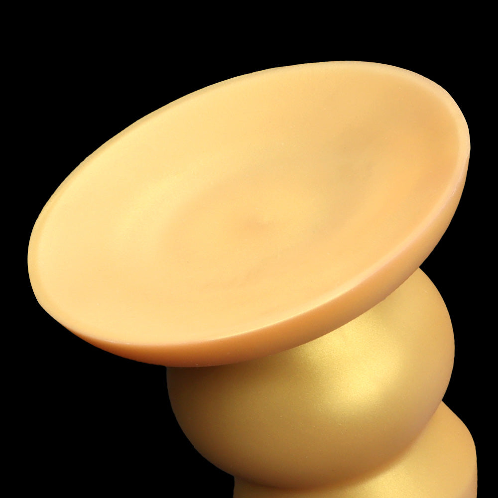KNOTTED DILDO HUGE SUCTION CUP SILICONE 14 INCH GOLD
