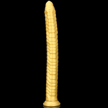 KNOTTED DILDO HUGE SILICONE 15 INCH GOLD