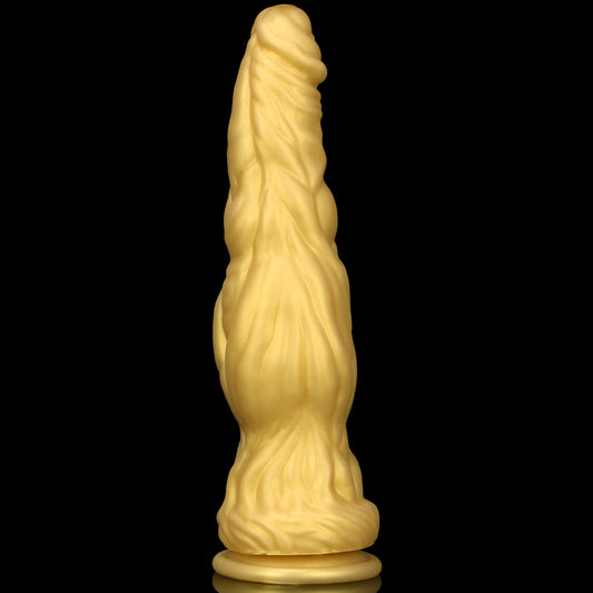 KNOTTED DILDO REALISTIC SILICONE 10 INCH GIANT GOLD