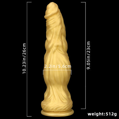 DILDO NOUÉ RÉALISTE EN SILICONE 10 POUCES GÉANT OR