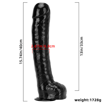 HUGE DILDO REALISTIC PVC 16 INCH BLACK