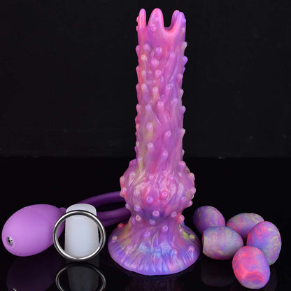 MONSTER DILDO KNOTTED SILICONE 9 INCH PURPLE