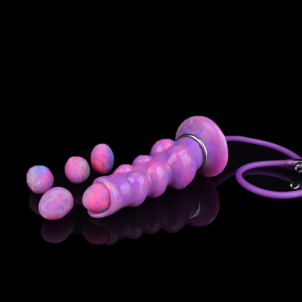 MONSTER DILDO KNOTTED SILICONE 9 INCH PURPLE