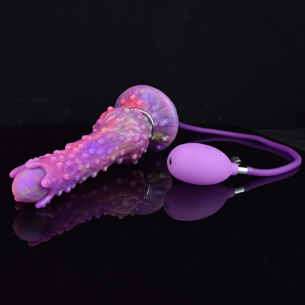 MONSTER DILDO KNOTTED SILICONE 9 INCH PURPLE