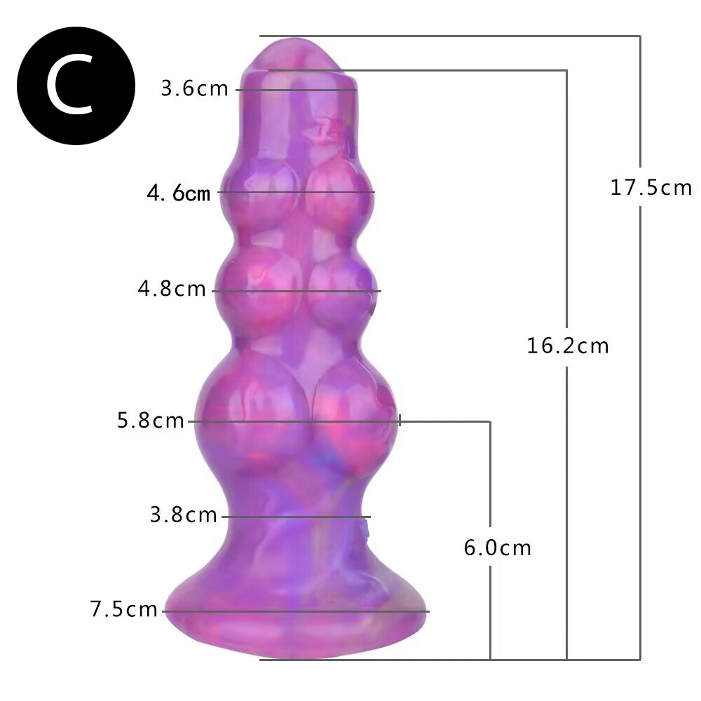 MONSTER DILDO KNOTTED SILICONE 9 INCH PURPLE