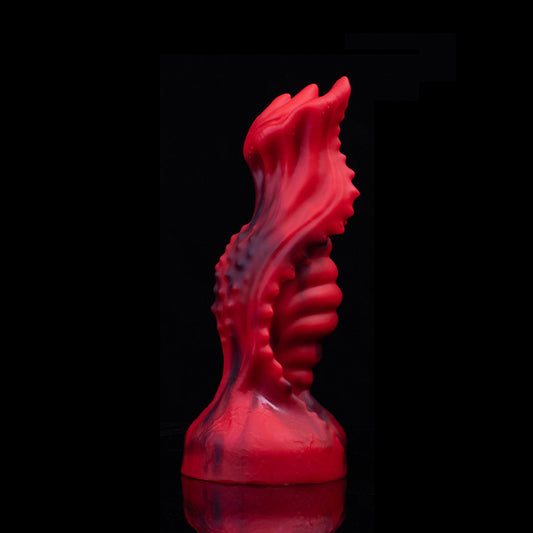 MONSTER DILDO KNOTTED SILICONE 7 INCH RED
