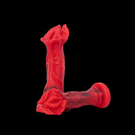 MONSTER DILDO KNOTTED SILICONE 9 INCH RED