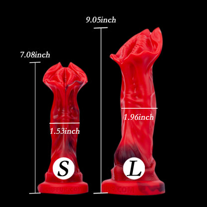 MONSTER DILDO KNOTTED SILICONE 9 INCH RED