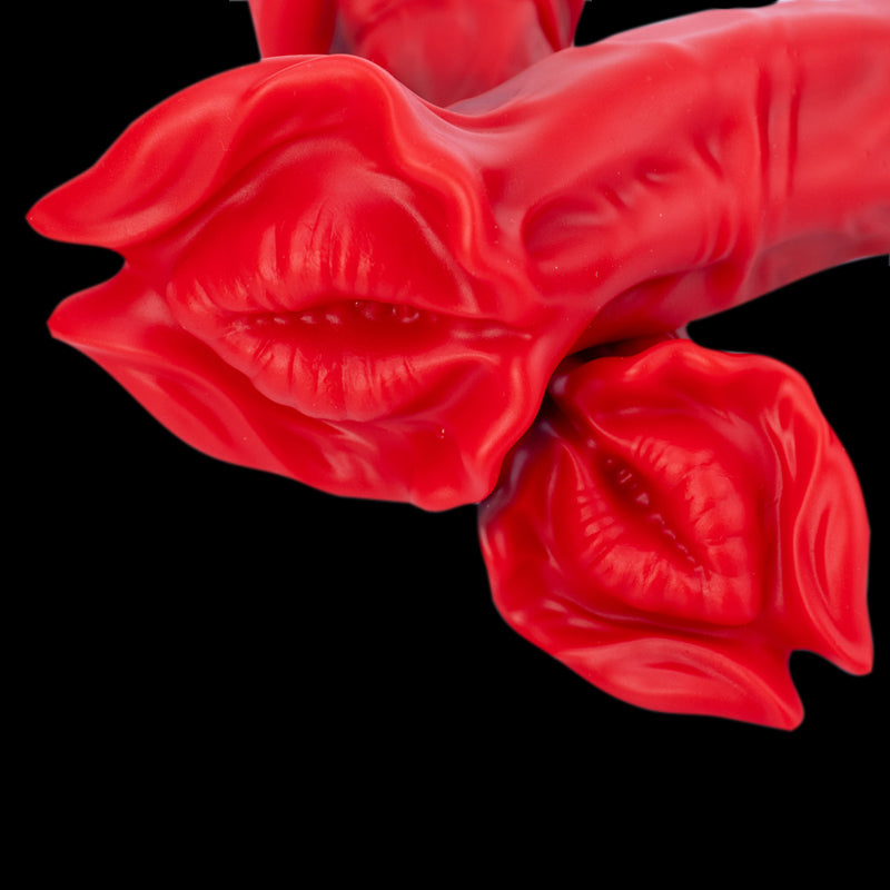 MONSTER DILDO KNOTTED SILICONE 9 INCH RED