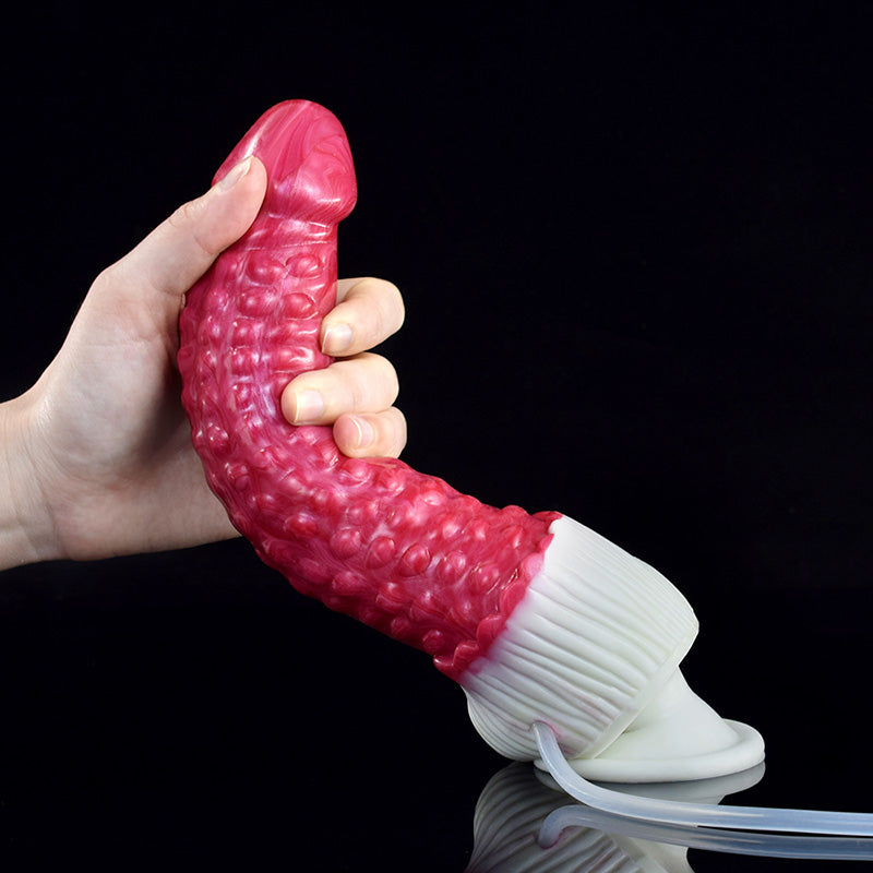 MONSTER DILDO SQUIRTING SILICONE 9 INCH RED