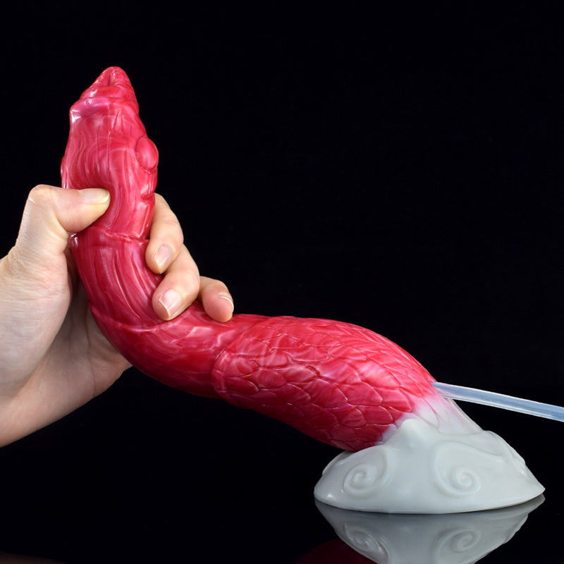 MONSTER DILDO SQUITING 9 INCH RED