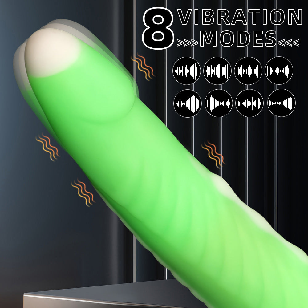 DILDO RÉALISTE VIBRANT EN SILICONE 10 POUCES VERT