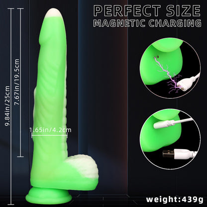 DILDO RÉALISTE VIBRANT EN SILICONE 10 POUCES VERT