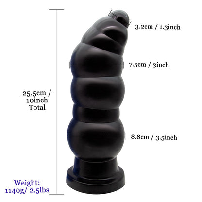 ANAL DILDO 10 INCH KNOTTED BLACK