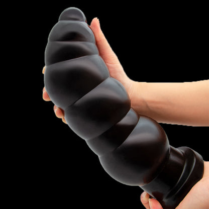 ANAL DILDO 10 INCH KNOTTED BLACK