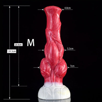 DILDO NOUÉ FANTASY SILICONE 10 POUCES ROSE