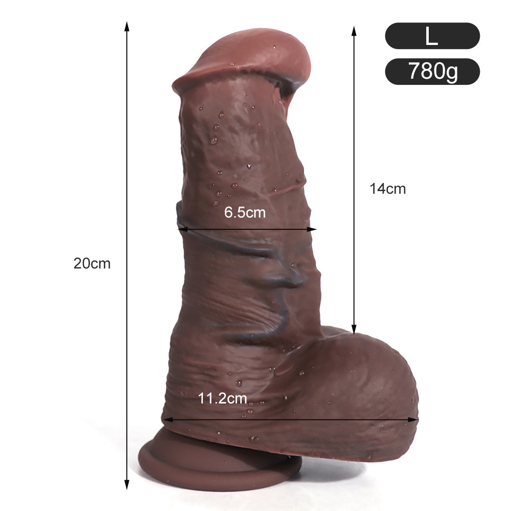 DILDO RÉALISTE EN SILICONE 8 POUCES COULEUR CHAIR ET CAFÉ