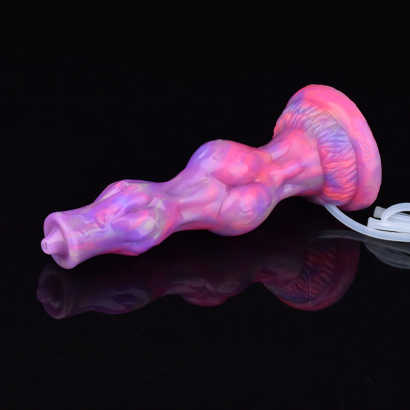 GLOW IN THE DARK DILDO DOG  KNOTTED SQUIRTING 8 INCH