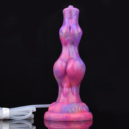 GLOW IN THE DARK DILDO DOG  KNOTTED SQUIRTING 8 INCH