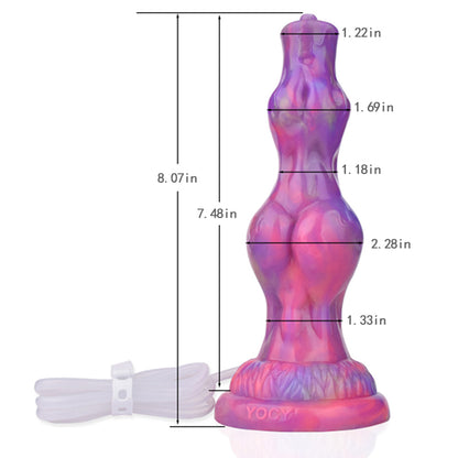 GLOW IN THE DARK DILDO DOG  KNOTTED SQUIRTING 8 INCH