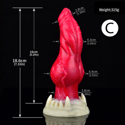 Gode ​​tentacule chien en silicone 23 cm rouge