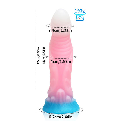 DILDO BRILLANT DANS LE NOIR 6 POUCES ARC-EN-CIEL ROSE