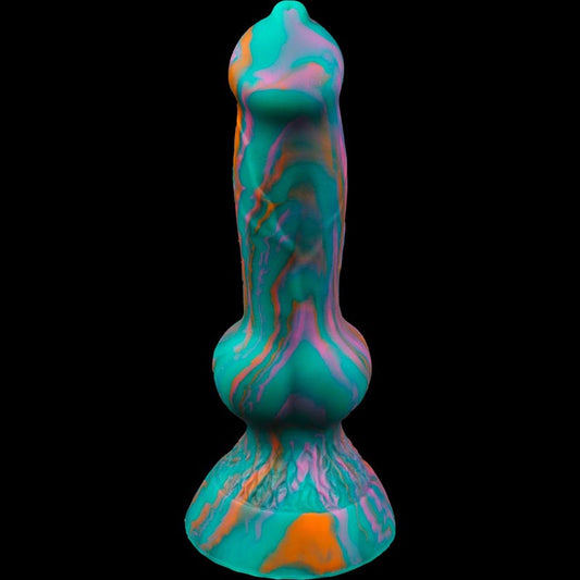 DILDO POUR CHIEN À VENTOUSE NOUÉE EN SILICONE 7 POUCES VERT