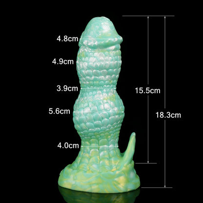 MONSTER DILDOS KNOTTED SILICONE 7 INCH GREEN